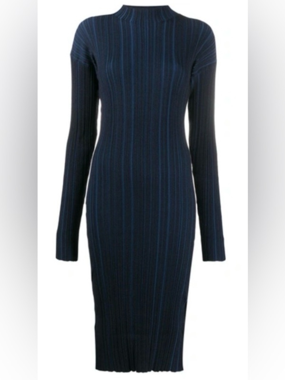 Acne Studios Ribbed Knit Midi Dress Blue Long Sleeve Size L
